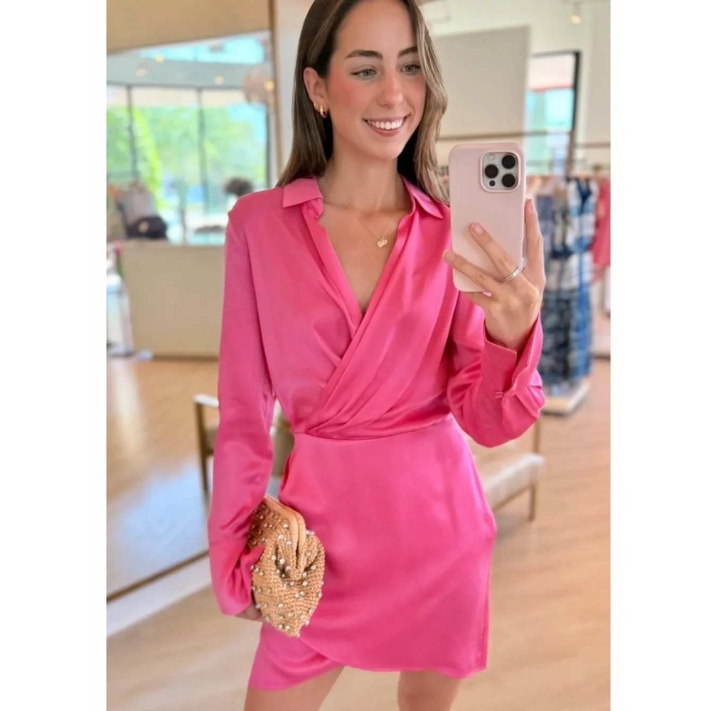 Favorite Daughter The Dinner Party Mini Shirtdress Pink Wrap Style Size 4